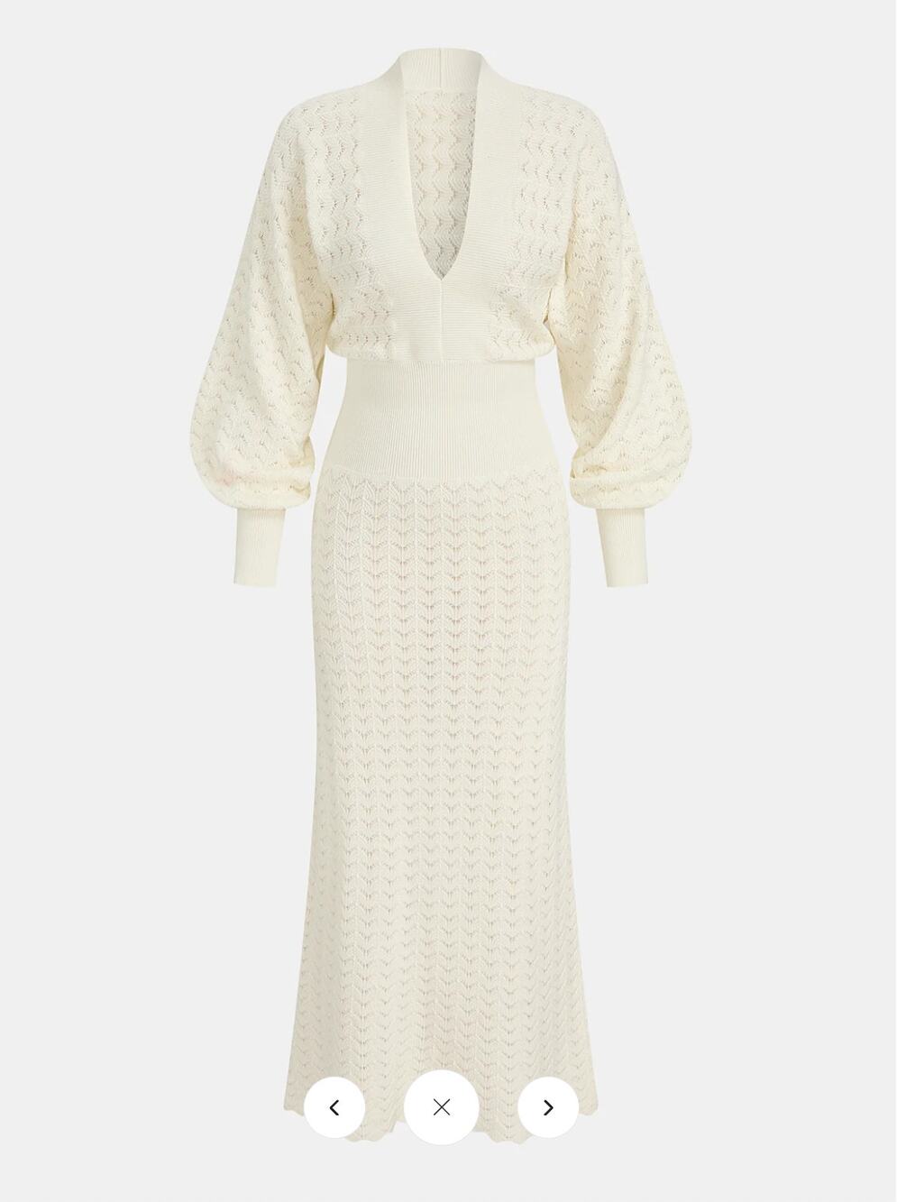 NWT Commense Bishop Sleeve Crochet Knit Maxi Dress Sz L